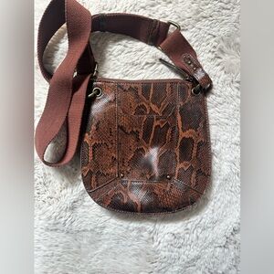 Brown Snake Print Crossbody Bag